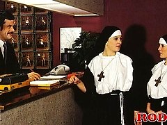 Retro nuns sharing two guys
