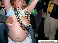 Flashing tits at wild Mardi Gras carnivale