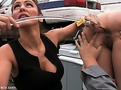 Julie Night gets tied up, humiliated, anally fisted, stepped on, ass fucked and made to do enemas and give handjobs to strangers in a public junkyard!