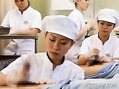 Japanese nurse working fur covered penis