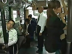 Asian bukkake in a public bus