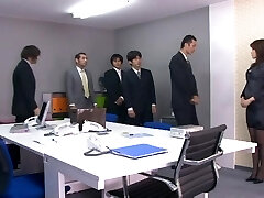 Sexy Asian diva yelling while her muff is gangbanged hardcore in office