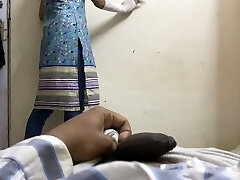Flashing penis on Indian maid to fuck ( chudai ) in hindi