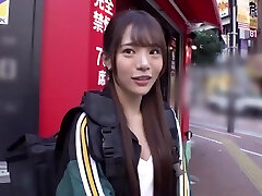 A petite Asian with a vibrator in her pussy walks around the city and gets hard sex.