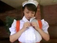 Big-boobed waitress waiting to serve