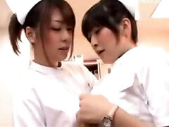Young Nurse Kneading Her Pussy With Pen Her Colleauge Joins Her Kissing Touching Tits