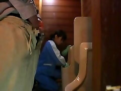 Real real asian maintenance employee walks part1