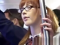 Horny nymph fingerfucked to orgasm on bus