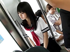 Public Gangbang in Bus - Japanese Teen get Fucked by many old Folks