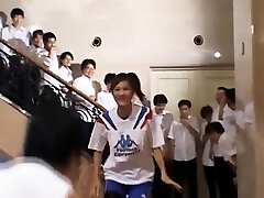 Insane Asian teen Azusa Ayano gangbanged in hot bukkake