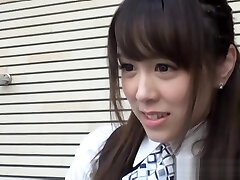 Shizuku Memori naughty office girl in high heels gives footjob