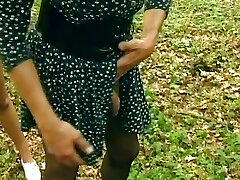 Blonde German reporter having Domination & Submission fun in the woods