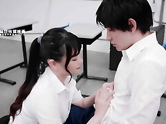 Horny Asian Teacher Gives a Slurpy Blowjob to Her Student and Allows Him to Nail her tight Vulva
