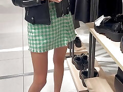 my beautiful 18 year old wife gives me a blowjob in the mall locker bedroom, public