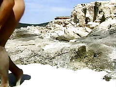 Superb German chick with dark hair gets a hard buttfuck bang at the beach