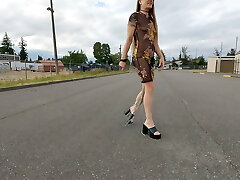 Longpussy, Dragging over a Kilogram (2.3 lbs) of chain off my Cunny in a Sheer Sundress out for a Walk.