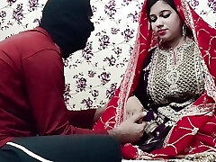 Indian Desi Cool Bride with her Husband on Wedding Night
