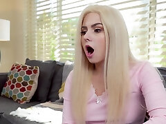 Small tits ash-blonde Aria Banks eats ass and gets fucked nut sack deep
