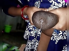 Milk Desi girl Mounds Pressing Nipple with milk