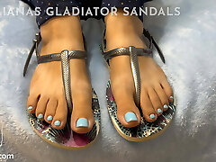 Havaianas gladiator sandals feet wank and cum on them