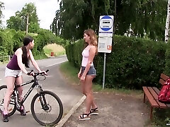 Svelte truly horny Lexi Rain turns bike fun into lesbian bang-out outdoors