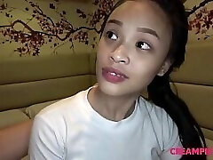 Shy Thai teen gets licked and fucked condom-free