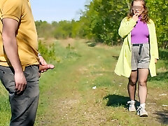 A day in the life of an hindi exhibitionist and a stranger. Chesty passer-by gets a mouthhole of cum today. XSanyAny