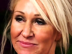 Buxomy mature facialized after sucking cocks