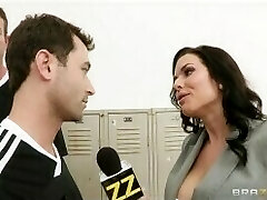 Busty sports journalist Veronica Avluv gang-banged in locker apartment