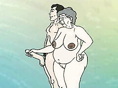 Fantasy lustful granny on the beach! Porn cartoon