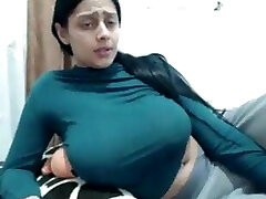 Bengali white girl exposing her huge fun bags in cam