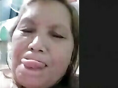 filipina grannie playing with her nipple while i stroke my dick on skype