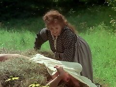 Mature actress kissing a wood