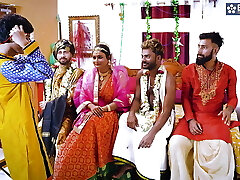 Desi queen BBW Sucharita Full foursome Swayambar hard-core erotic Night Group sex gangbang Full Flick ( Hindi Audio ) 