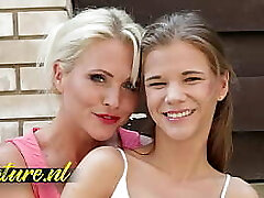 MatureNL Lesbian Milf Seduces Petite Teen and Fucks her Pussy with Dildo