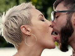 Big-titted mature Ryan Keely opens up her legs for a dick by the pool