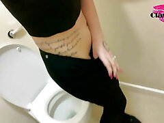 Stylish recording Herself piss in public toilets