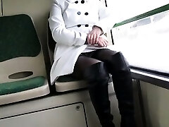 Hottest Mom Flashing on Bus Shoes Stockings. See pt2 at goddess