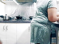 Indian Wife's Ass Spanked, fingered and Jugs Wrung in the Kitchen