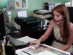 Mature office manager seduce her redhead teen employer