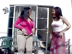 grandma creams stepdaughter-in-law's legs, she accidentally caresses her pussy, the daughter-in-law excitedly pulls her pantie