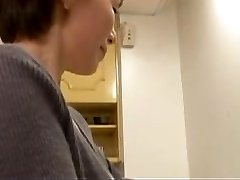 Japanese milf seduces a young man and blows his h
