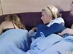 Mom sleeps and boyfriend play with his daughter