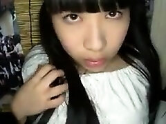 Pigtailed Asian teen in tight white panties flashes her sha