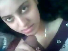 Cute girlfriend sensually licks the jizz-shotgun head
