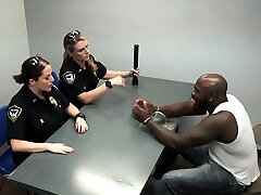 White MILF cops interrogating ebony big dicked suspect White MILF cops interrogating ebony big dicked suspect