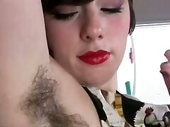 Hairy armpits and bushy pussy of my thick girl look awesome