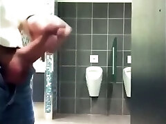 Dangled Uncut Cock in Public Toilet