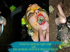 Extreme hardcore night walk with urinate, enema, rosebutt and dirty humiliation