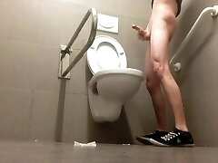Young Gay Boy Doing Sloppy Things In Public Toilet!